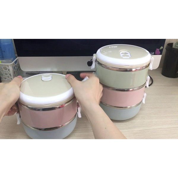 (SỈ SL&gt;5 30K) Cặp lồng cơm 2 tầng siêu sang-HỘP CƠM 2 TẦNG NHỰA