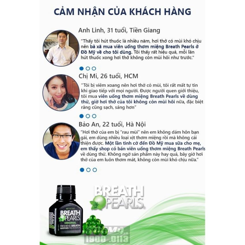 Thơm miệng thảo dược Breath Pearls, giảm mùi miệng cho người lớn, phụ nữ và bé trên 6 tuổi chính hãng từ Úc