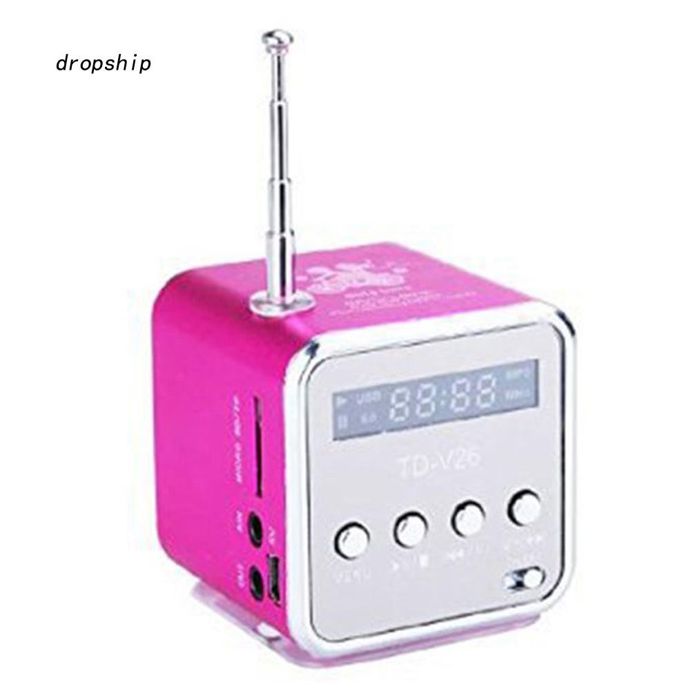 Loa phát nhạc mini td-v26 kiêm đài fm hỗ trợ thẻ nhớ micro sd/tf kèm phụ kiện