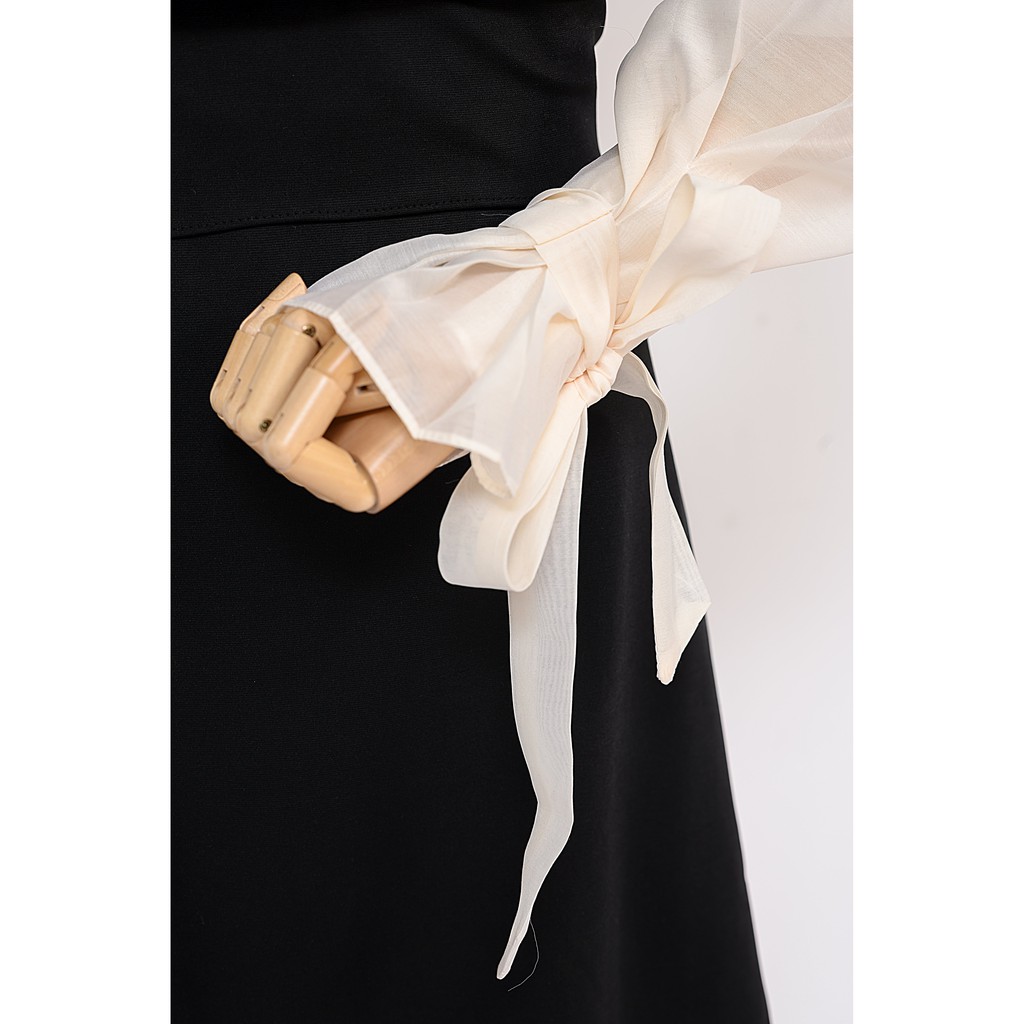 Đầm dự tiệc sang trọng màu đen tay pha chất liệu vải cao cấp phù hợp đi tiệc cưới