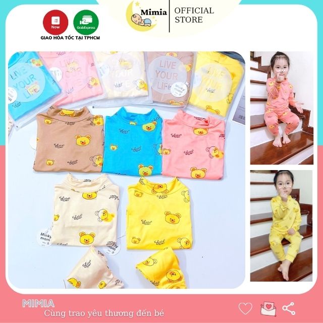 Bộ Dài Tay Cổ Cao Thun Lạnh MINKY MOM In Hình Gấu Dễ Thương Cho Bé Trai, Bé Gái 0 1 2 3 4 5 6 Tuổi, Đồ Bộ Trẻ Em SP005