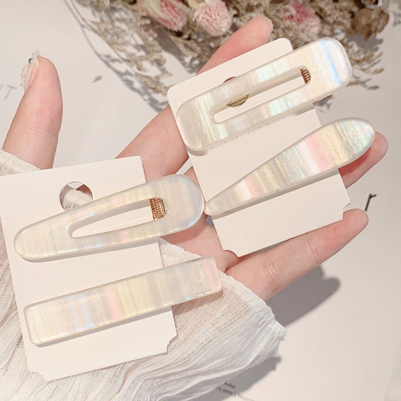 Kẹp Tóc Mái Bằng Acrylic Nhiều Màu Hình Học / Chữ Nhật / Giọt Nước Cho Nữ