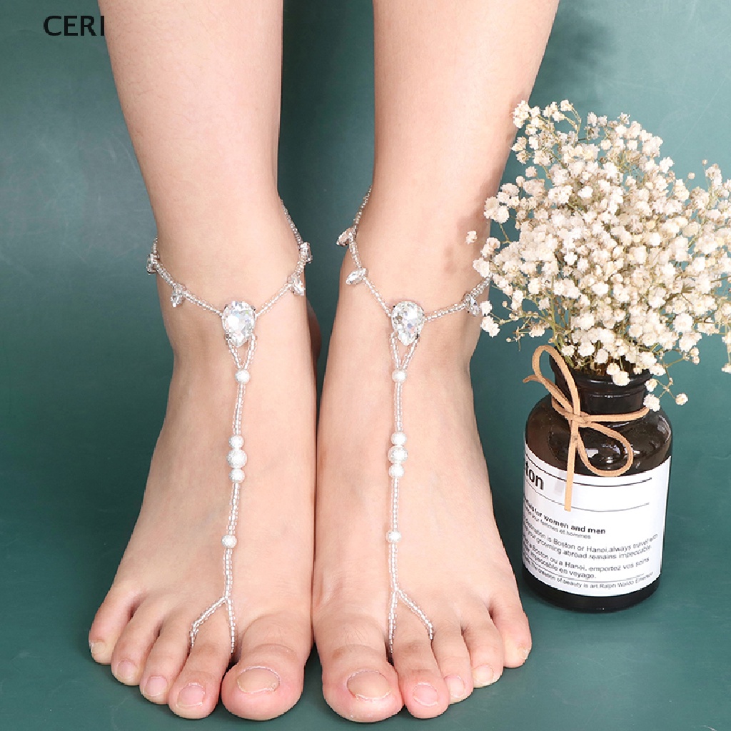 CE Rhinestone Anklet Bracelet Beach Barefoot Sandal Anklet Chain Foot Boho Anklet RI