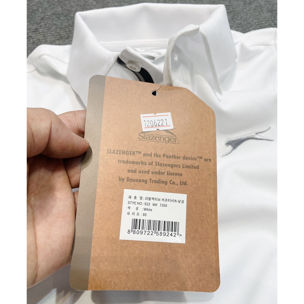 Áo phông nam cổ bẻ màu trắng thể thao cực đẹp xuất hàn Slazenger