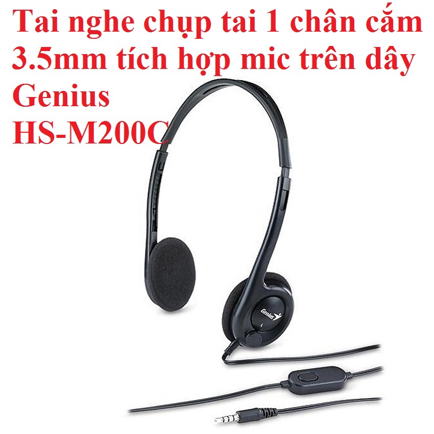Tai nghe chụp tai có mic 1 chân cắm 3.5mm Genius HS-M200C