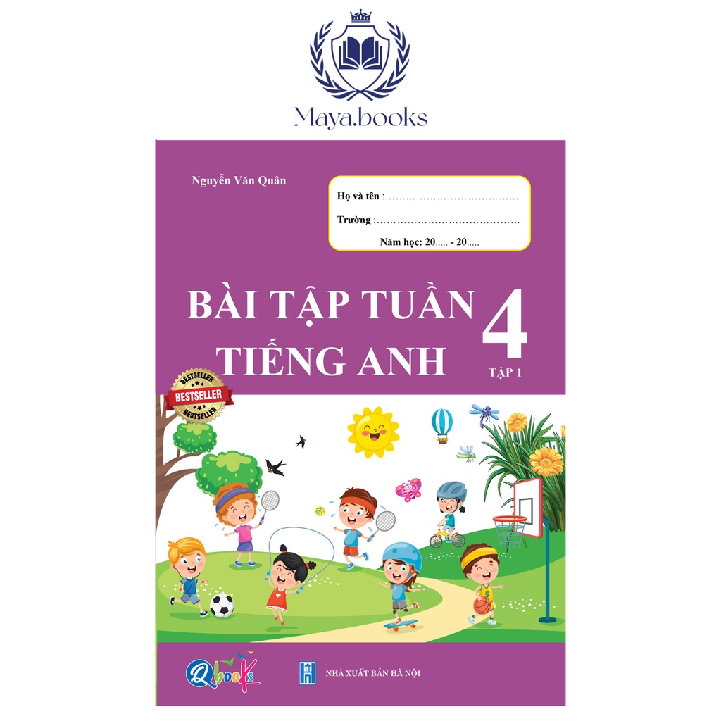 Sách - Bộ 2 quyển bài tập tuần và đề kiểm tra Tiếng Anh lớp 4 học kì 1