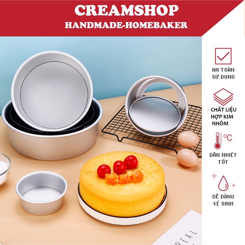Khuôn Nhôm Tròn Đế Rời - Nướng Bánh Bông Lan-cheesecake-mousse-Chất Liệu Hợp Kim Nhôm Cao Cấp Nhiều Kích Thước