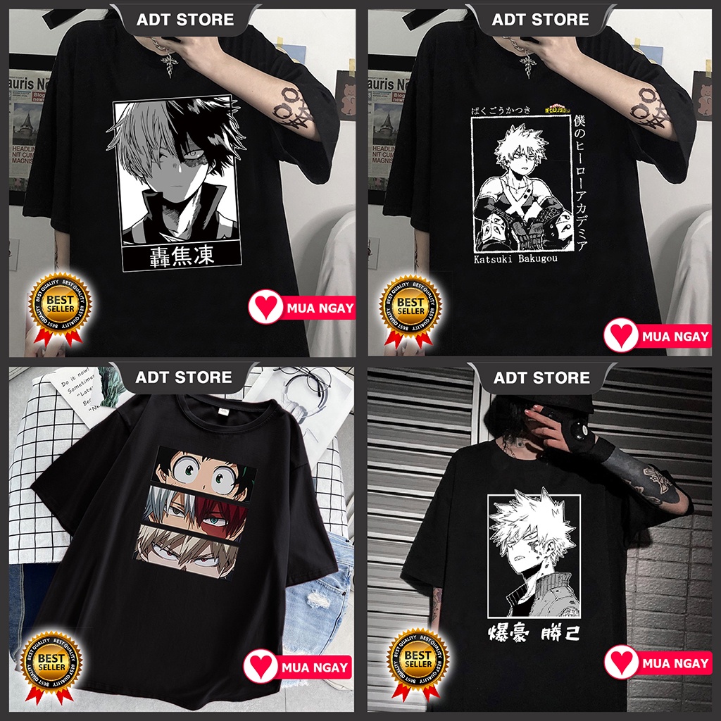 4 mẫu Áo Thun Anime Bakugou Katsuki - Shoto Todoroki My Hero Academia độc đẹp giá rẻ