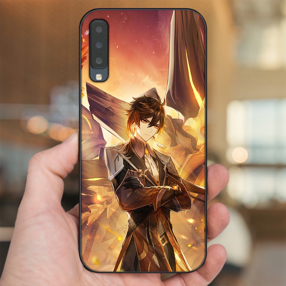 Ốp lưng Samsung A7 2018 viền đen in hình Zhongli Genshin Impact