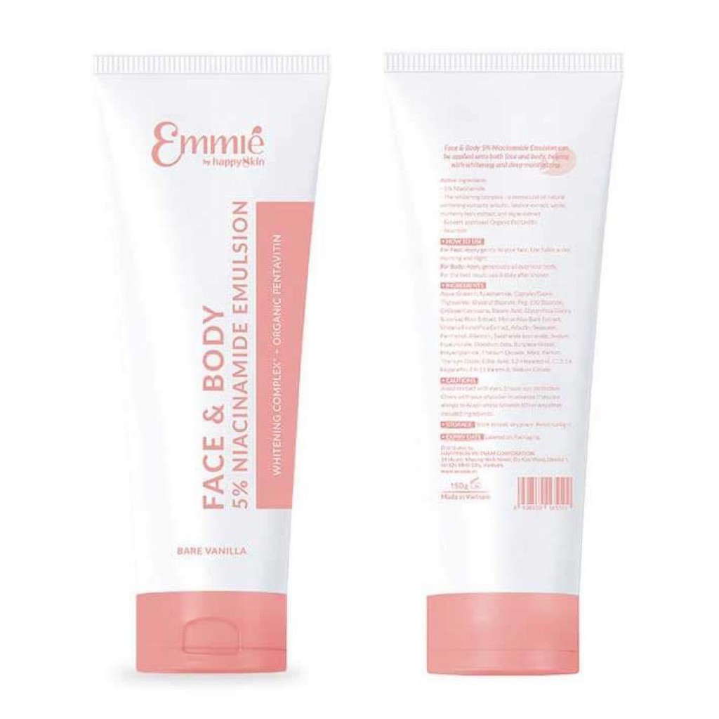 Kem Dưỡng Trắng Emmié Face &amp; Body Emulsion 5% Niacinamide Emmié by Happy Skin