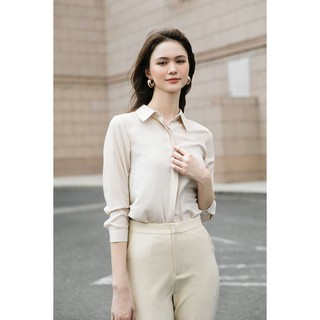 Áo Sơ Mi Lụa Sọc Nude