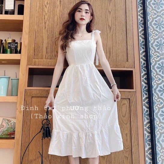 Váy 2 Dây Đuôi Cá Dáng Dài ❤️ Hana Store - Freeship ❤️ Đầm suông 2 dây nữ màu trắng đuôi cá Ulzzang SIÊU HOT ❤️