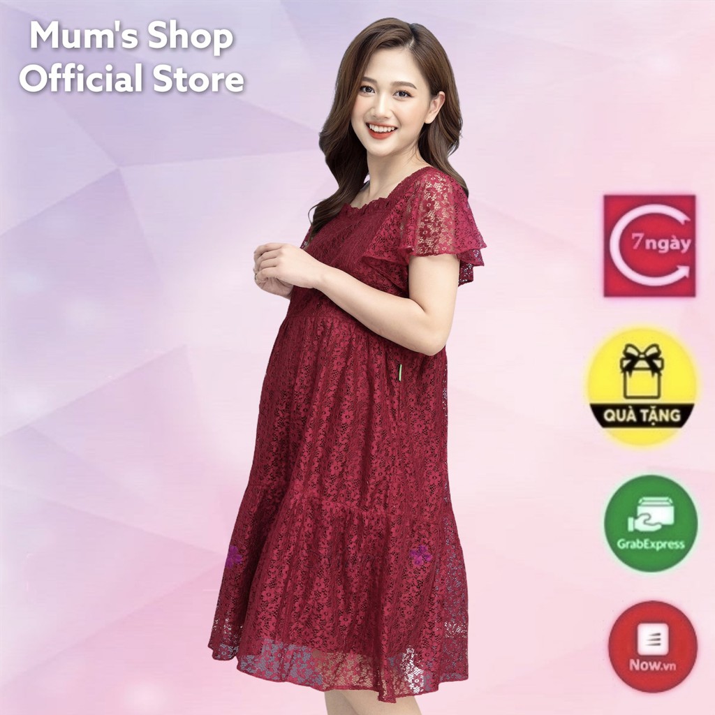 ĐẦM BẦU 🚛FREESHIP🚛 Váy ren mận tay cánh tiên