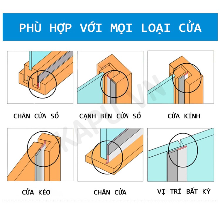 Ron Dán Chân Cửa Dài 2 mét Ngăn Chống Côn Trùng Ruồi Muỗi Gián Che Khe Hở Chân Cửa Rộng 35mm Màu Trong