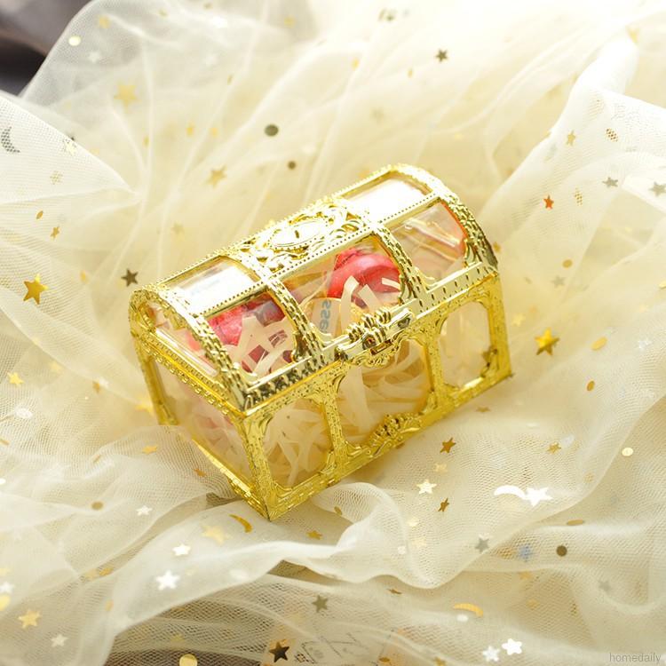 Hộp nhựa đựng kẹo/ quà tặng hình chiếc rương kho báu Boite Dragees De Mariage trong suốt