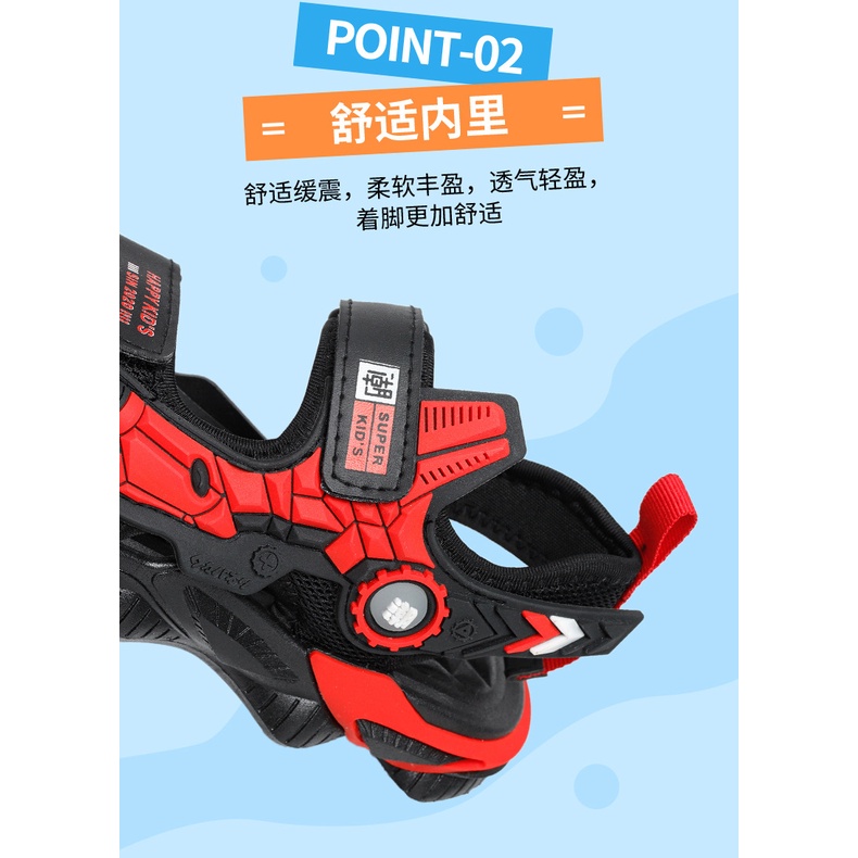 T10- Sandal siêu nhân bé trai. phong cách ngầu, quai dù mềm, đế êm.