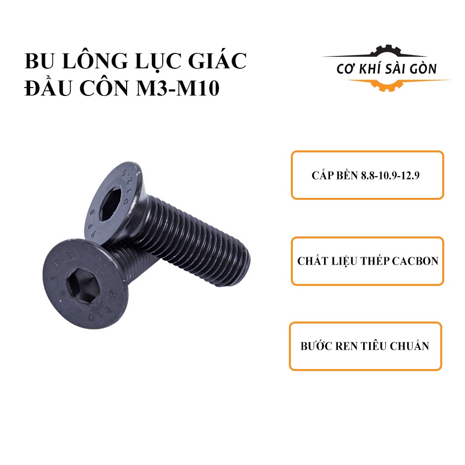 Bulong đầu côn M6,M8,M10-xi đen