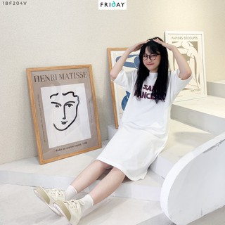 Váy phông nữ hoạ tiết chữ francisco Friday