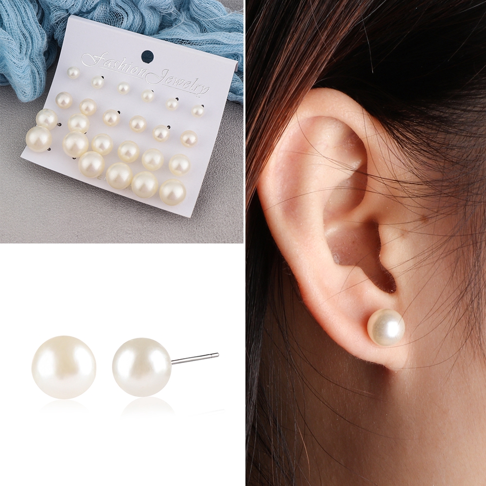 Set 12 Đôi Bông Tai Đính Đá Thời Trang Cho Nữ