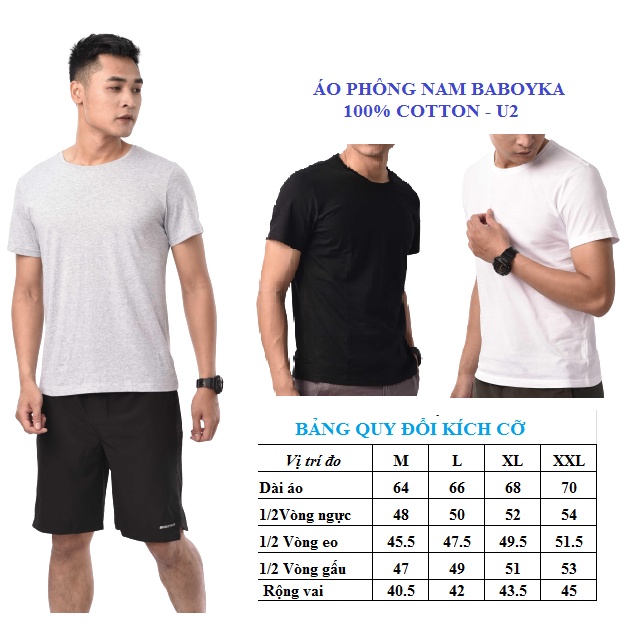 ÁO PHÔNG NAM BABOYKA CHẤT LIỆU COTTON VỚI TÔNG MÀU CƠ BẢN ĐEN-TRẮNG-GHI [U2] | BigBuy360 - bigbuy360.vn