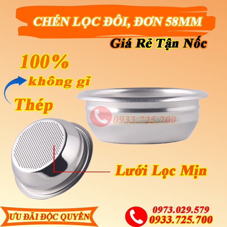 Chén Lọc Đôi, Đơn Máy Pha Cà Phê 58mm/ giỏ lọc 58mm  - Phụ Kiện & Linh Kiện Máy Pha Cafe.