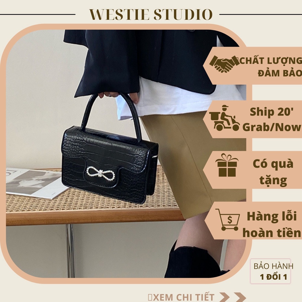 Túi Xách Nữ Mini Phối Dây Xích Kèm Quai Nơ WESTIE - A140.TXN