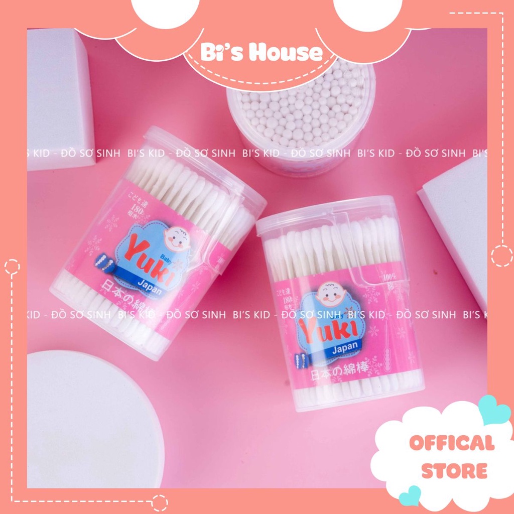 Tăm bông hộp YUKI 180 que bông mềm 🍀