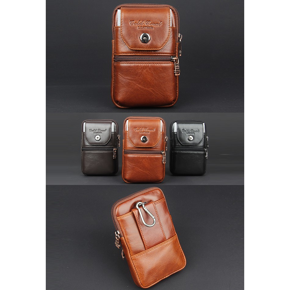 VÍ ĐỰNG ĐIỆN THOẠI CÀI THẮT LƯNG GOLDCORAL CHẤT LIỆU DA BÒ CHÂU ÂU 100% - V05 | BigBuy360 - bigbuy360.vn