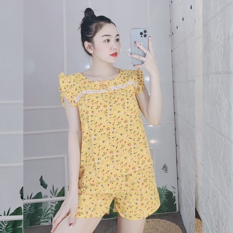 Đồ ngủ nữ lụa pijama đồ bộ pyjama lụa 100D bộ ngủ mặc nhà quần đùi cute dễ thương cao cấp bigsize ESHOP PM03
