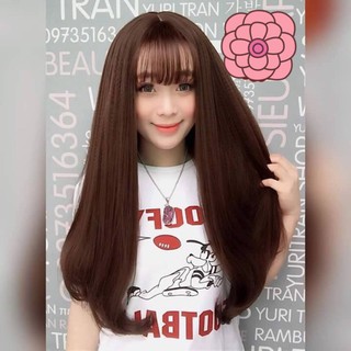 Tóc giả nguyên đầu thẳng cúp lửng 55cm tặng lược chuyên dụng + lưới chùm đầu