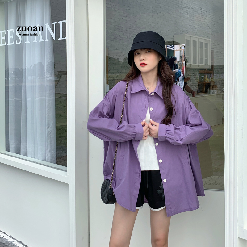 SUXI Áo Sơ Mi Nữ Tay Dài Cổ Bẻ Thời Trang Hàn Quốc