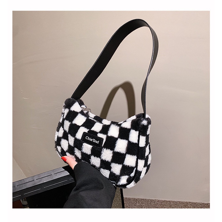 Túi đeo một bên vai bằng nhung lông thời trang thu đông