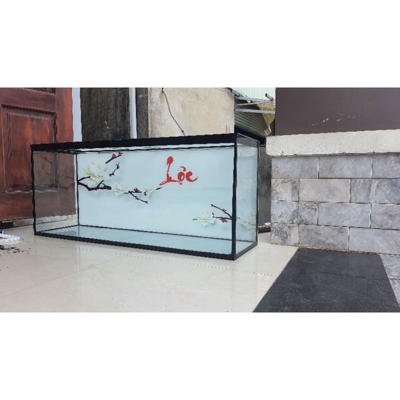 Hồ kính, bể cá 120×50×60 cm drc full 8 li, bả keo đen.