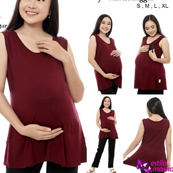 Áo Thun Bầu In Chữ "Estila Mama" Màu Trắng / Đen / Moka / Chocolate / Marun / Gray / Blue / S / M / L / Xl