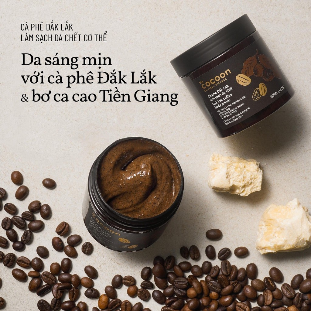 Tẩy Da Chết Body Cà Phê Đắk Lắk Cocoon Dak Lak Coffee Body Pilish 200ml