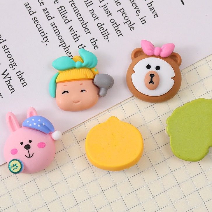 Charm (C537) slime/ Dụng Cụ Charm Trang Trí [Ko Keo &amp; Nút] Bé Gái &amp; Gấu Cute - Giá 1 cái