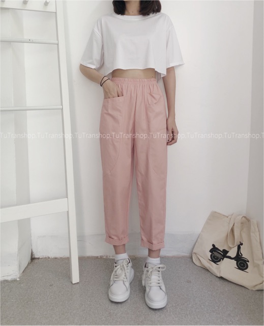 QUẦN BAGGY KAKI CẠP CHUN TÚI HỘP XẮN GẤU