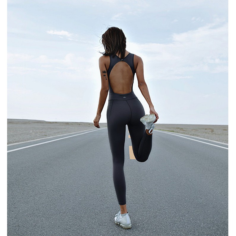 ĐỒ TẬP GYM, YOGA - Bộ đồ Jumpsuit tập gym nữ, Thiết kế hở lưng khoét sâu sexy