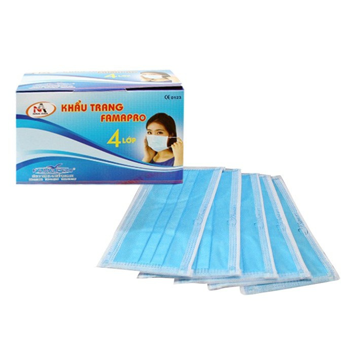 Khẩu Trang Y Tế 4 Lớp Famapro Nam Anh - hộp 50 cái