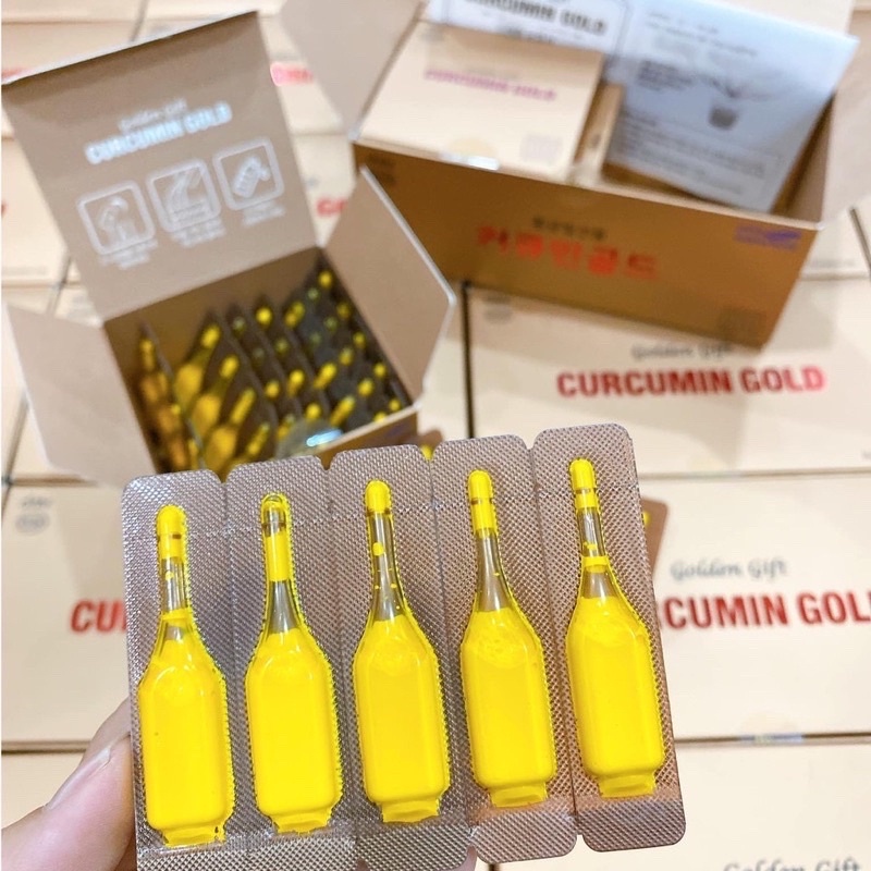 Tinh chất nghệ Nano Curcumin Hàn Quốc Golden Gift, đẹp da, tăng cường sức khỏe đề kháng, Hộp 100 ống