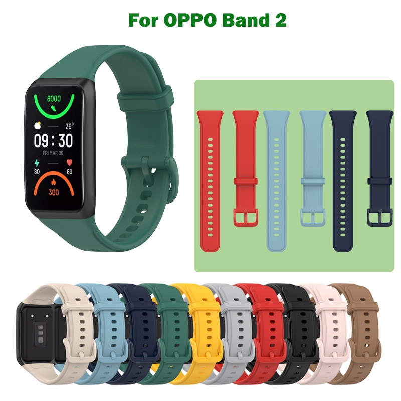 Dây Đeo Thay Thế Chất Liệu Silicon Màu Trơn Cho OPPO Band 2