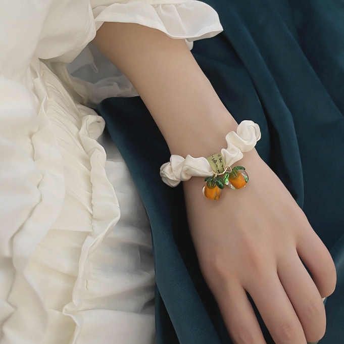 Dây cột tóc vải Scrunchies đính hoa quả xinh xắn HOT TREND cho nữ