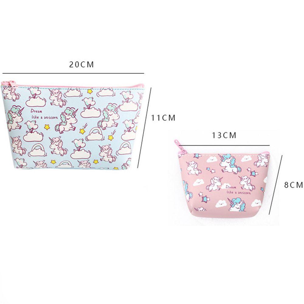 SOMEDAYZL Túi Đựng Mỹ Phẩm Bằng Da PU Chống Thấm Nước Họa Tiết Kỳ Lân Hoạt Hình Có Khóa Kéo Tiện