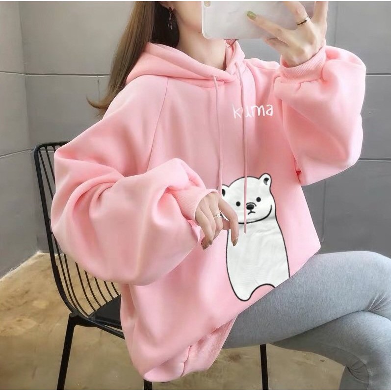 Áo Hoodie Ulzzang Form rộng chú gấu Hot trend Thời Trang Thu Đông siêu đẹp H009