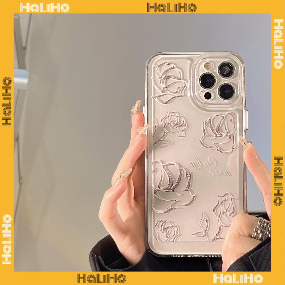 iPhone Case Clear Case Soft Thick TPU Shockproof Super Transparent Protection Camera Plating Button Line Luxury Rose For iPhone 13 Pro Max iPhone 12 Pro Max iPhone 11 iPhone 7Plus