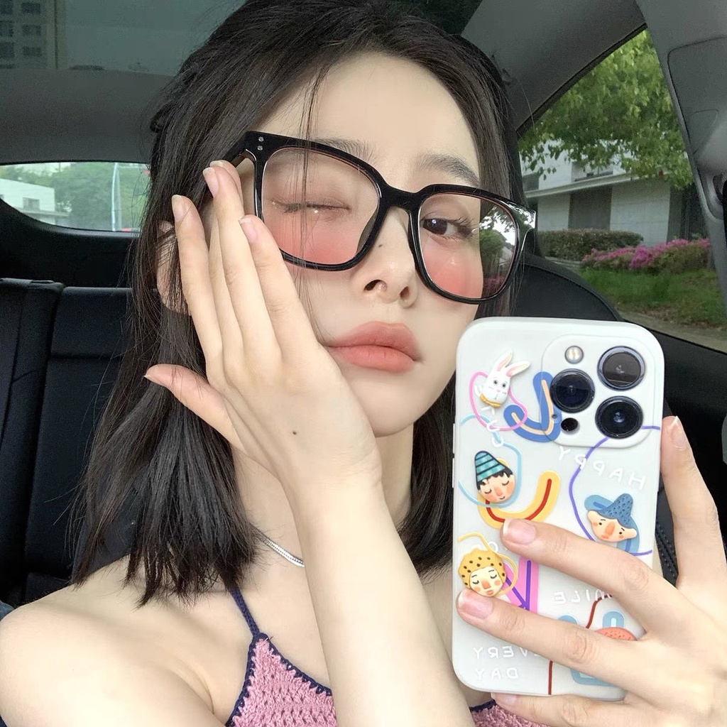 Mắt kính nữ gọng vuông ánh hồng thời trang siêu hot, kính mát má hồng màu đen thanh lịch cho nữ 2022