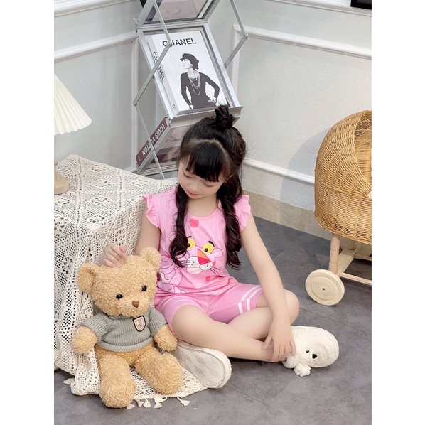 bộ cotton sát nách tay bèo bé gái 4 màu xinh tươi sz đại 23-34kg