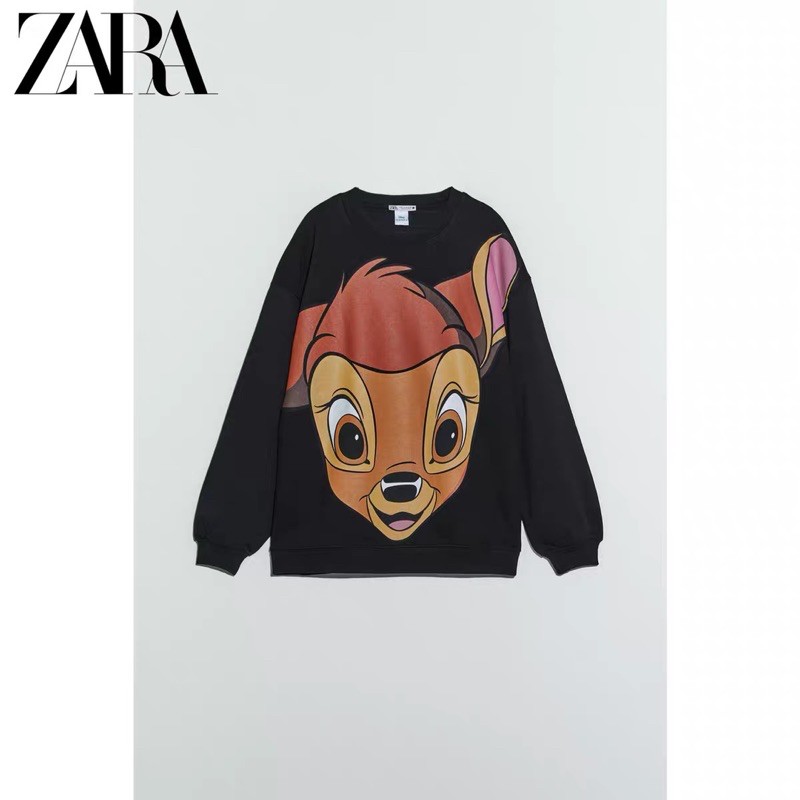 Áo hoddie hoạ tiết mặt nai Zara tuồn👉Order 7-10d