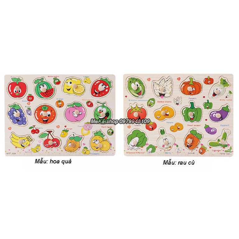 Bảng ghép gỗ có núm cầm dạy nhận biết