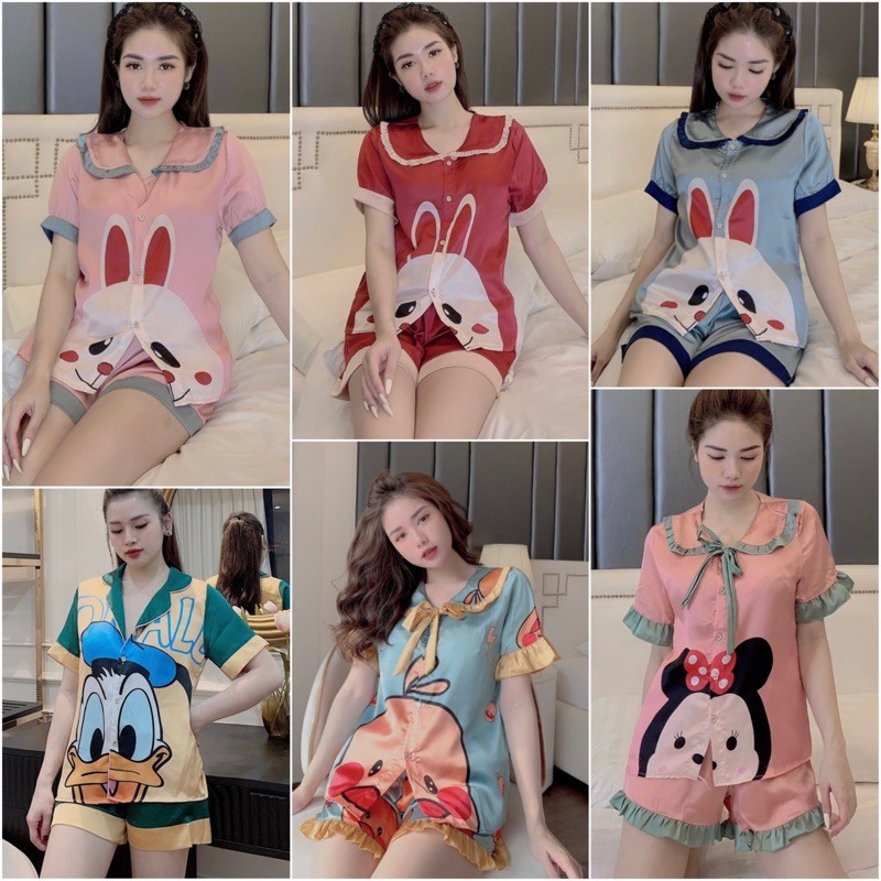 Đồ Ngủ💖Đồ Bộ Pijama Lụa Thiết Kế Áo Cộc-Quần Sooc Chất Liệu Satin | BigBuy360 - bigbuy360.vn